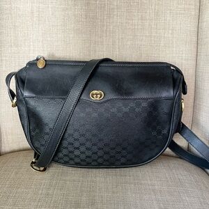 Gucci Black Crossbody Shoulder Bag with Gold Hardware